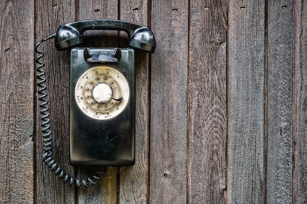 close-up of old telephone