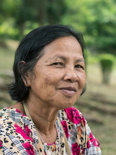 Close up old Thai woman portrait