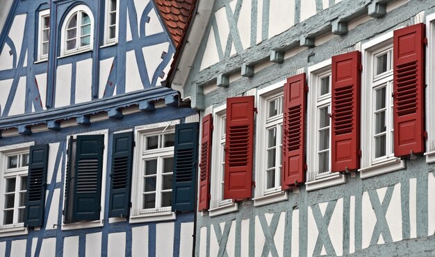 Close up of an old timbered house in Backnang