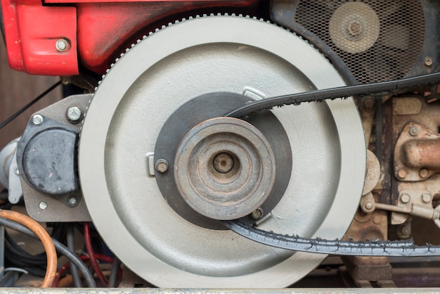 Close-up of old tractor engine