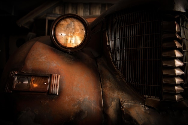 Close-up of old vintage car