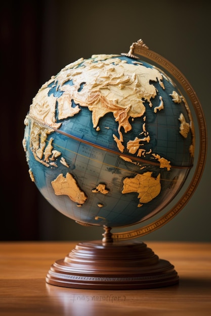 Close up of old vintage globe