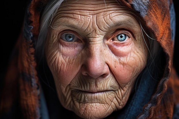 a close up of an old woman