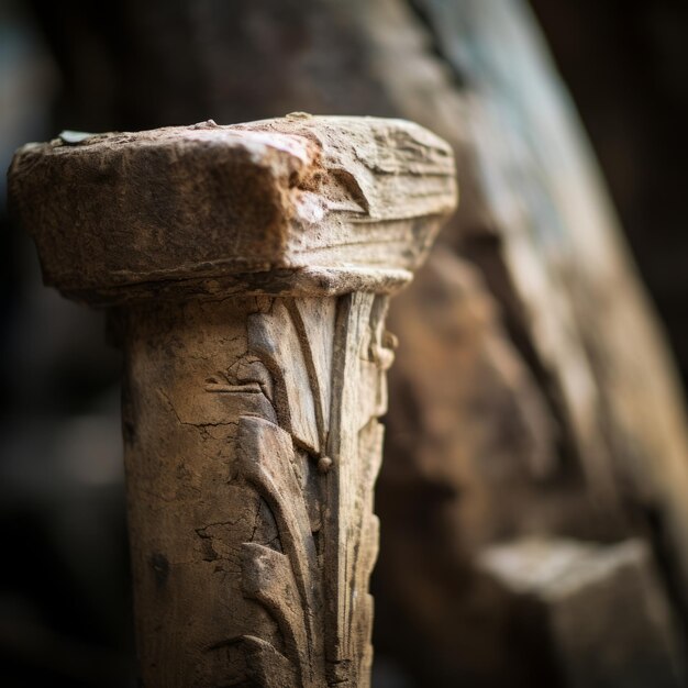 Foto un primo piano di un vecchio pilastro di legno