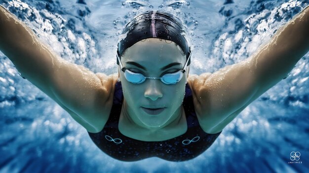 Close up of olympic swimmer underwater