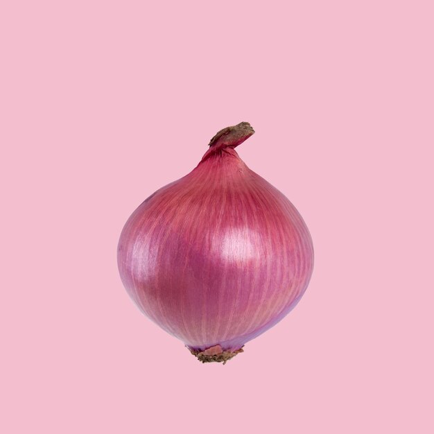 Close-up of onion against pink background