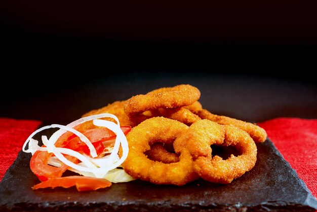 Close-up of onion rings on table