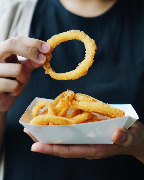 Photo close-up of onion rings