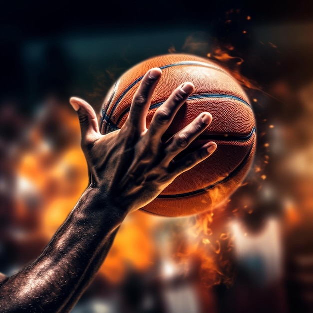 Foto close-up op een basketbalspel handen