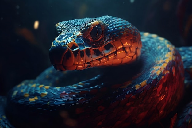 Close-up op een mooie gekleurde slang Generatieve AI