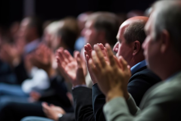 Foto close-up op handen applaudisseren en klappen in evenement