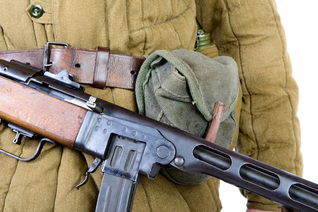 Close-up op het machinegeweer PPSH-41