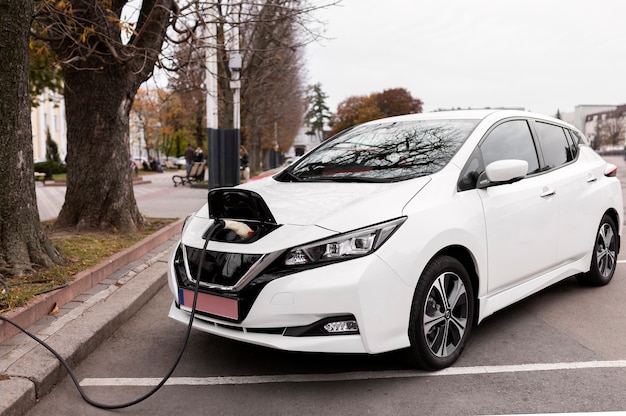 Foto close-up op nieuwe elektrische auto