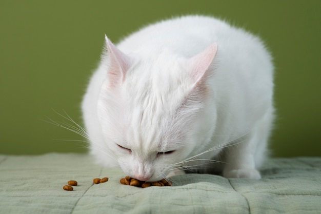 Foto close-up op schattige huisdieren eten