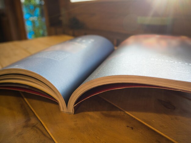 Close-up of open book on table