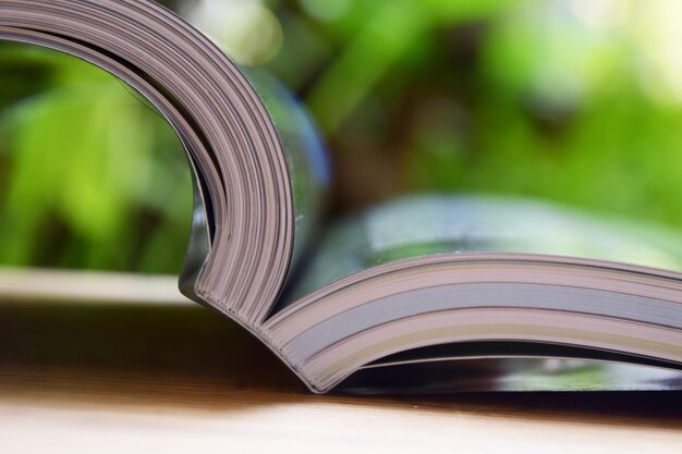 Close-up of open book on table