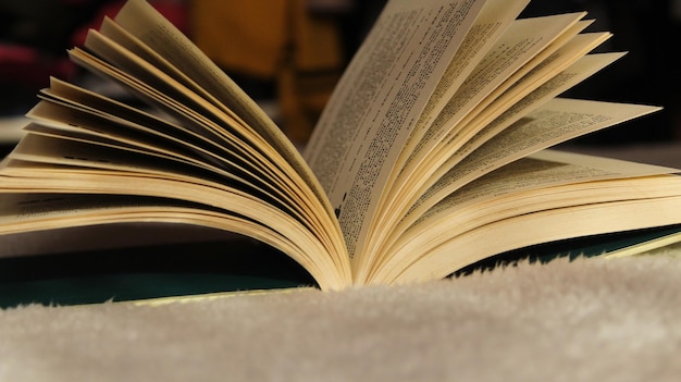 Close-up of open book on table