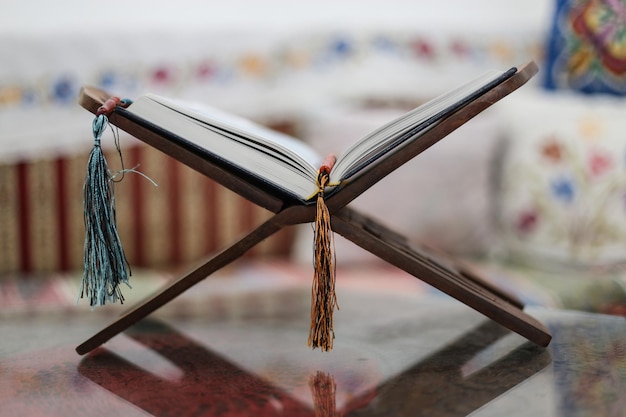 Close-up of open book on table