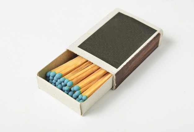 Photo close up of open box of matches isolated