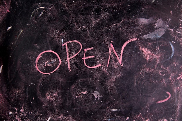 Close-up of open text on blackboard