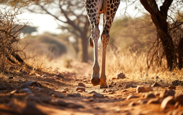 Close-up opname van de slanke benen van een giraffe