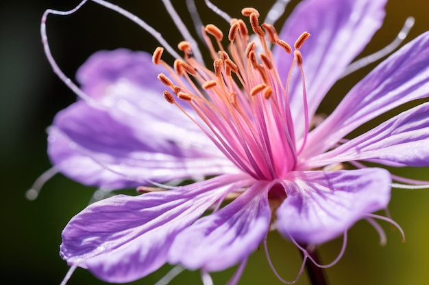 Close-up opname van een delicate wilde bloem opgenomen met een DSLR-camera in macro-modus die de ingewikkelde details van de bloemblaadjes en aderen onthult