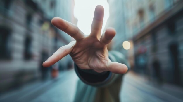 Close-up opname van een hand voor het stoppen van iemand