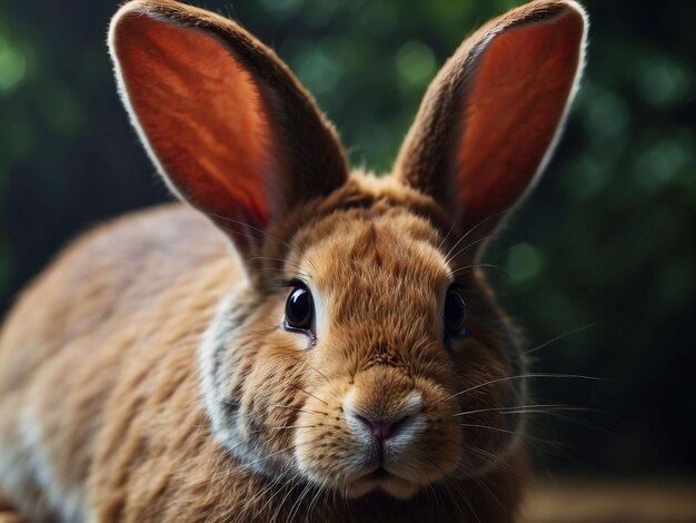 Foto close-up opname van een lange oor van een konijn