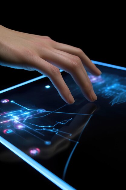 Close-up opname van een multi-touchscreen gemaakt met generatieve AI