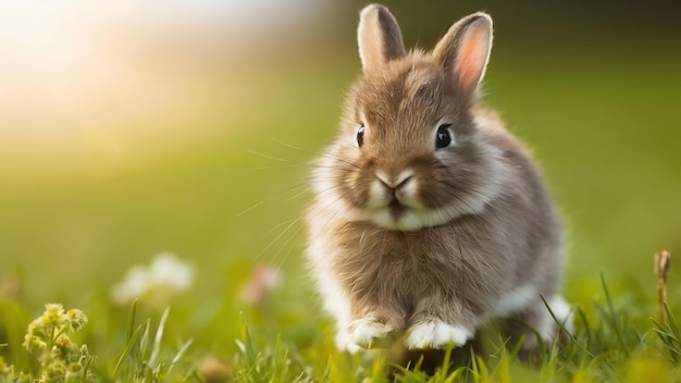 Close-up opname van een schattig konijn in een veld