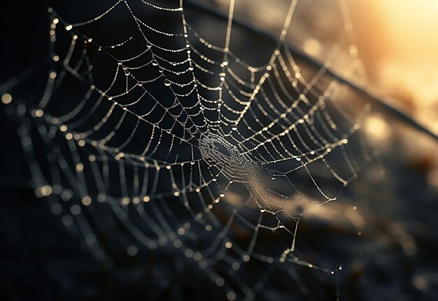 Close-up opname van een spinnenweb in de natuur