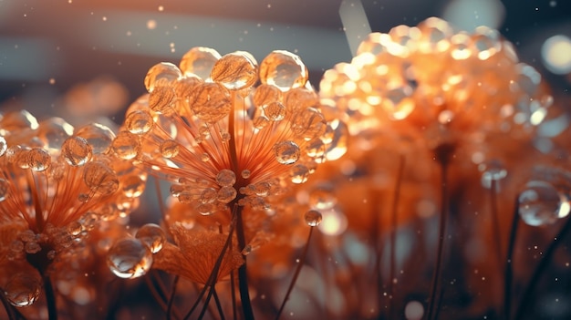 A close up of orange flowers with the word flower on it