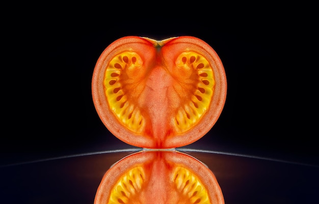 Photo close-up of orange fruit against black background