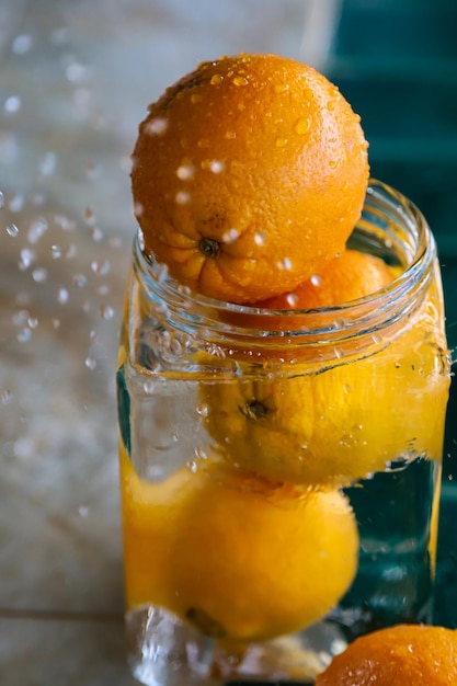 Close-up of orange fruit on table