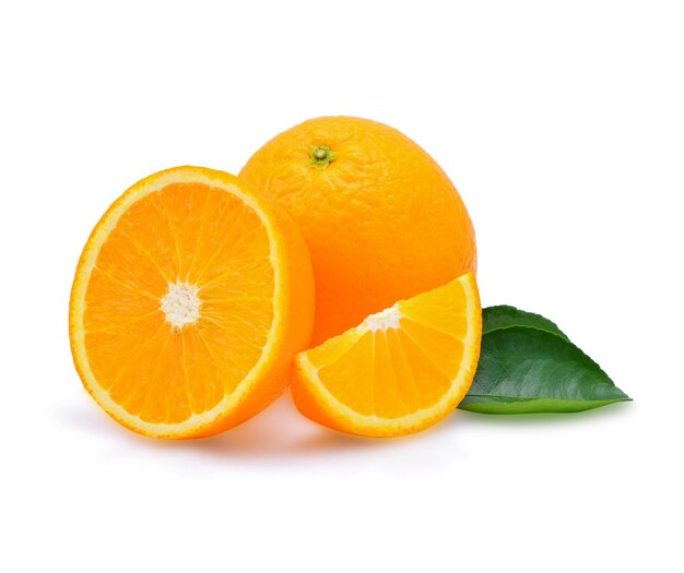 Close-up of orange fruits against white background