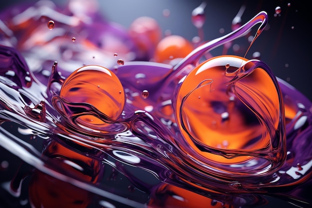 A close up of orange and purple bubbles