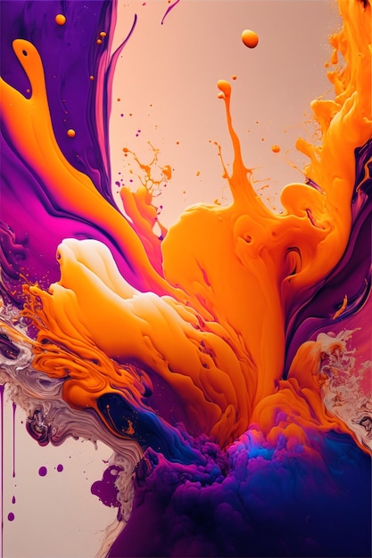 Close up of an orange and purple liquid generative ai