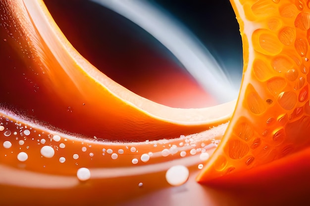 A close up of an orange and a ring