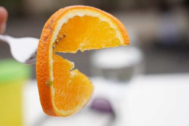 Photo close-up of orange slice