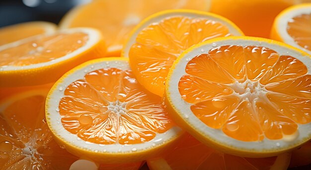 a close up of orange slices