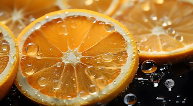 a close up of orange slices