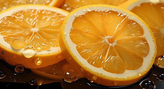 A close up of orange slices