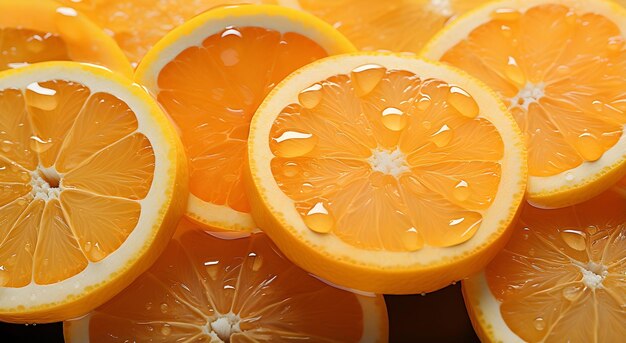 a close up of orange slices