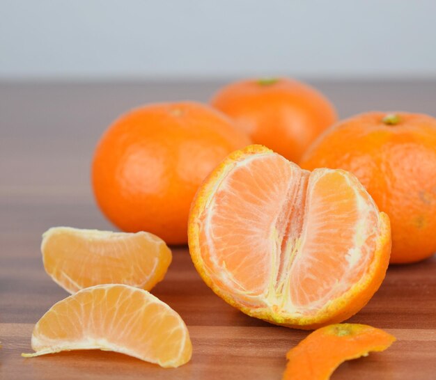 Close-up of orange on table