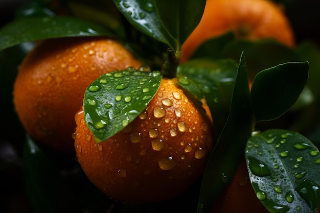 A close up of a orange with water droplets on it