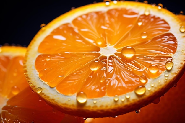 A close up of a orange with water drops