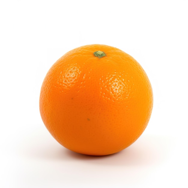 A close up of an orange with the word orange on it