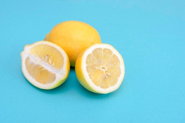 Close-up of oranges against blue background