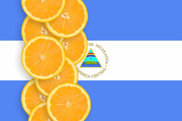 Photo close-up of oranges over blue background