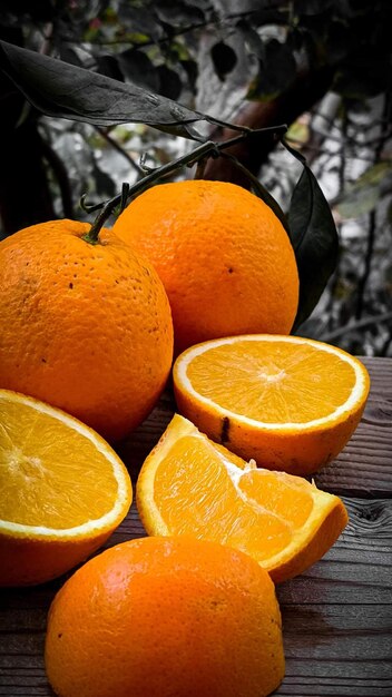 Close-up of oranges on table